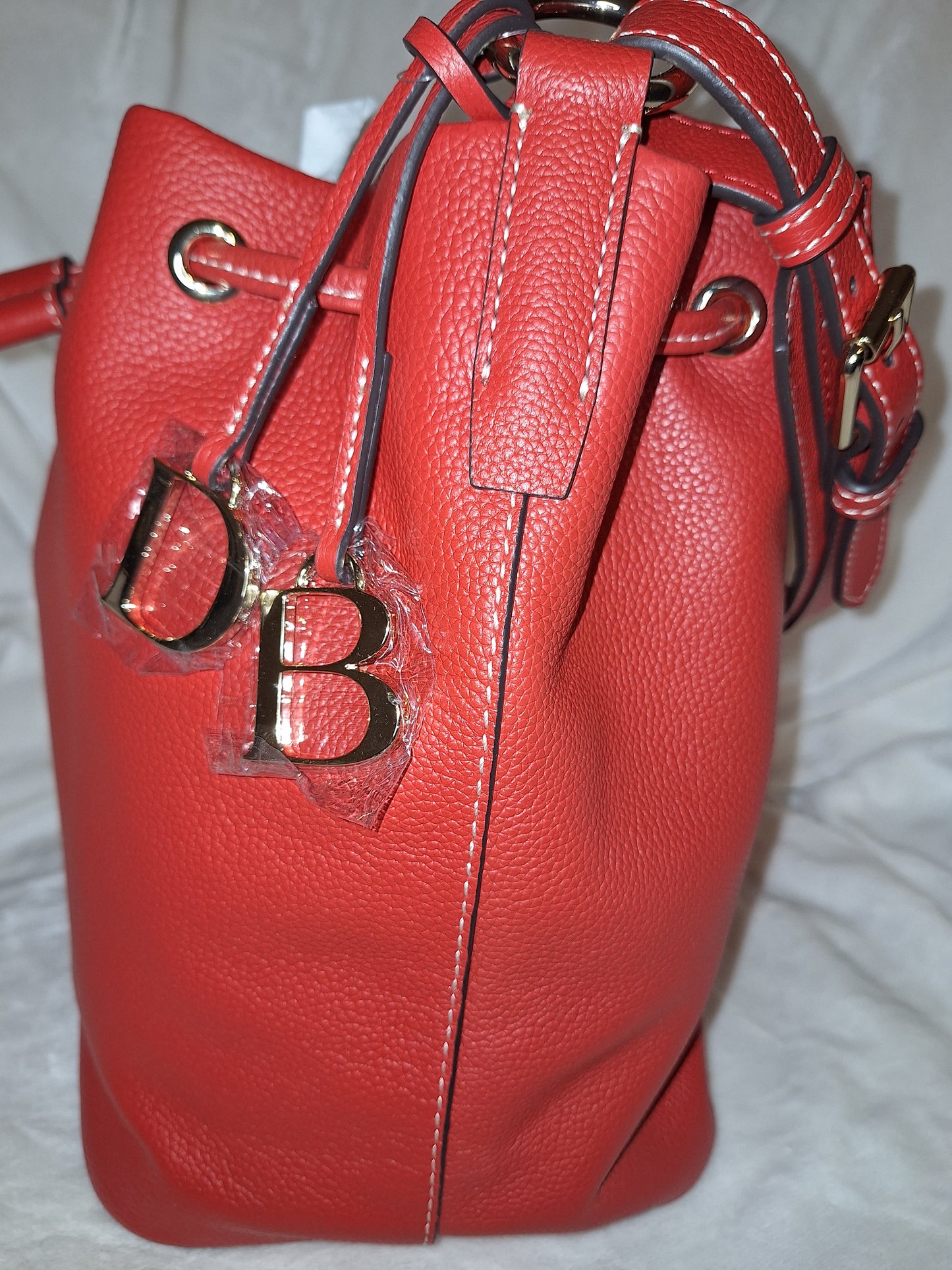 Dooney & Bourke Leather Drawstring Bag - Tomato Red - NWT (Price Includes Shipping)
