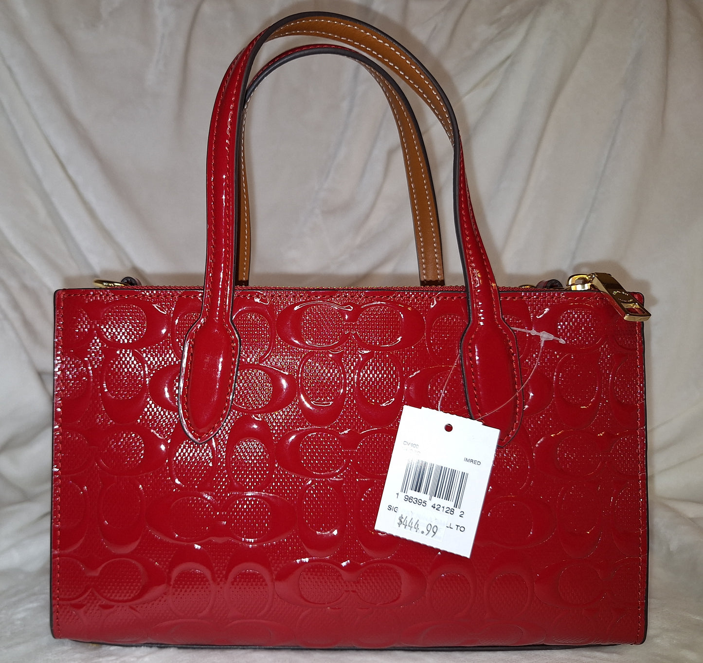 Coach Signature Patent Small Nina Tote - Red - NWT - (Slightly Loose Stitch Shown In Picture) (Matching Wallet Available Separately) (Price Includes Shipping)
