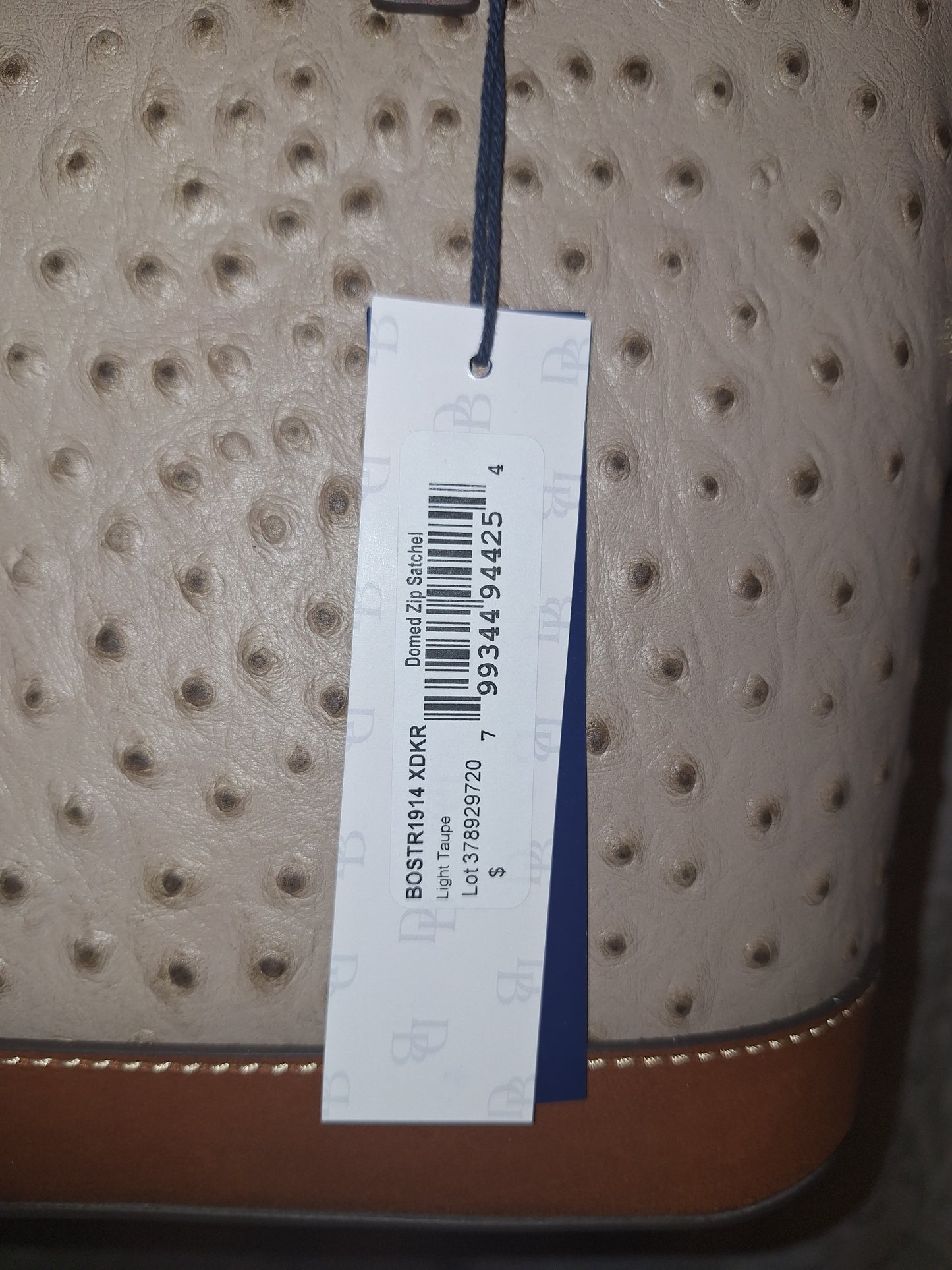 Dooney & Bourke Domed Zip Satchel - Taupe Ostrich- NWT (Price Includes Shipping)