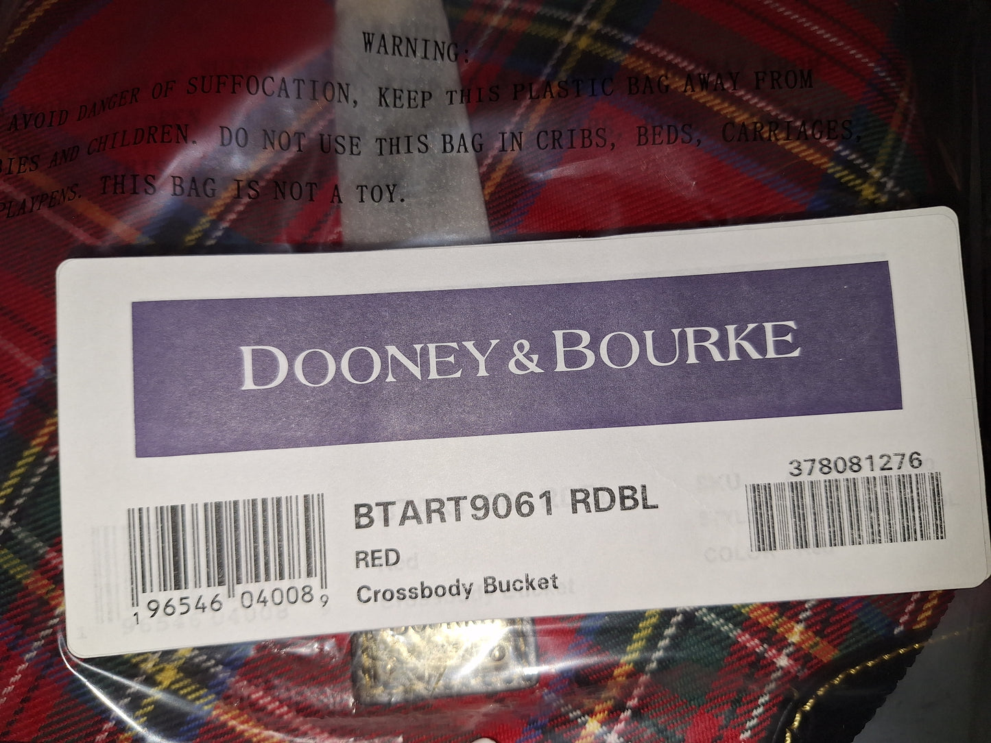 Dooney & Bourke Tartan Crossbody Bucket - Red - NWT (Price Includes Shipping)