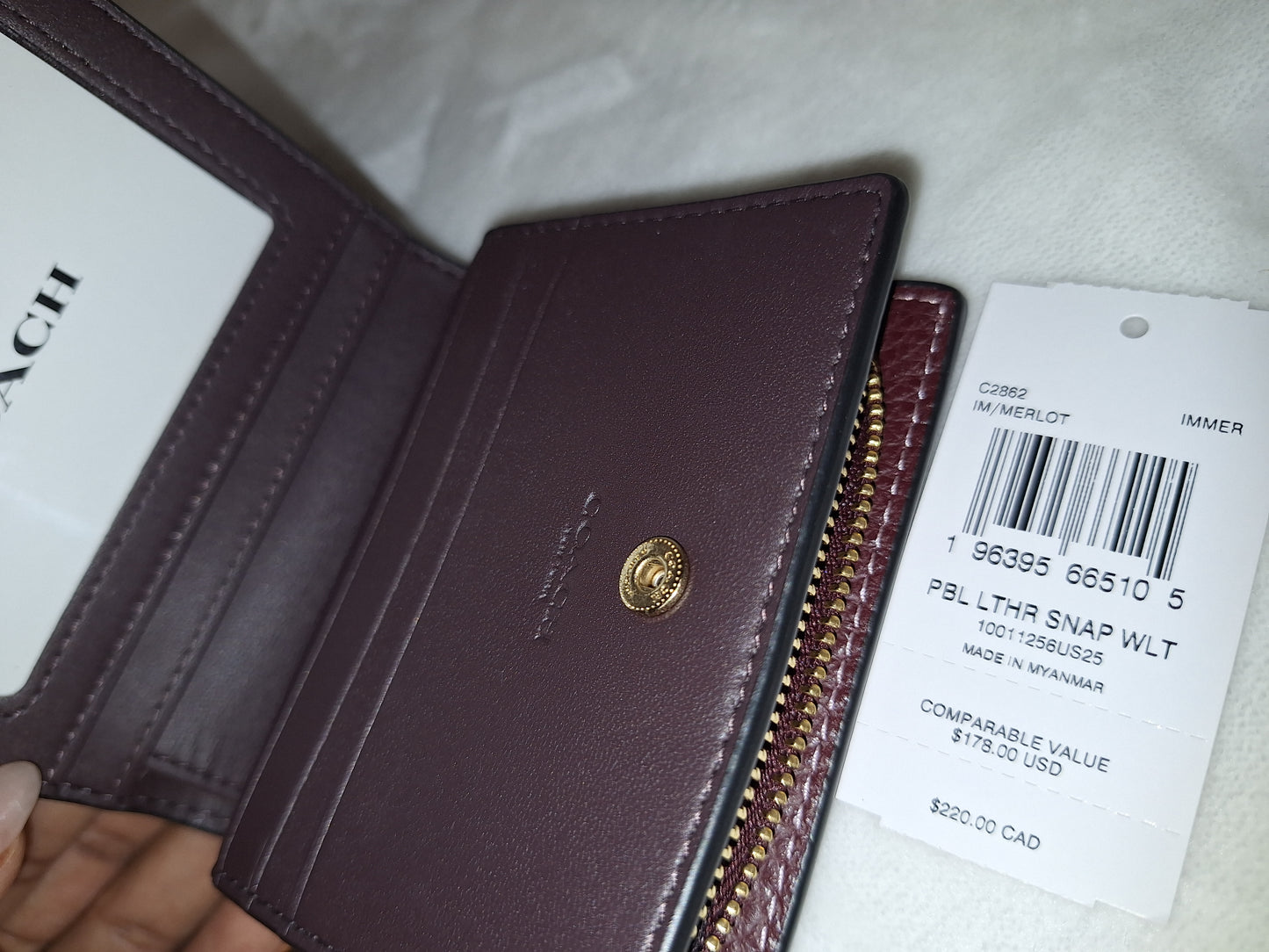 Coach Snap Wallet - Leather - Merlot - NWT (Price Includes Shipping) (Matching Georgia Satchel Available Separately)