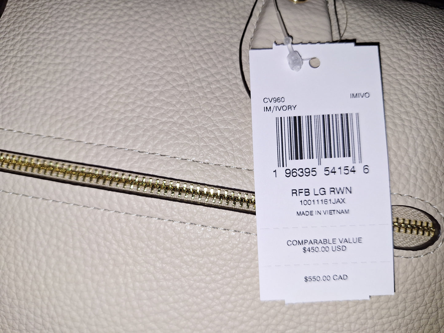 Coach Large Rowan - Ivory - NWT (Price Includes Shipping)