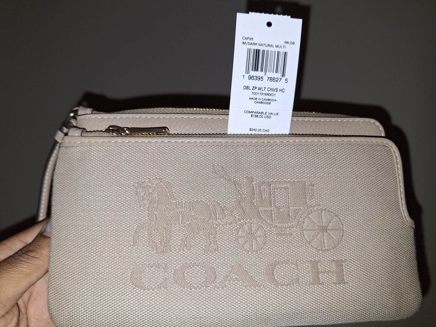 Coach Large Laurel Bundle - Includes Matching Double Zip Wallet Wristlet & Corner Zip - Natural - NWT (Price Includes Shipping)