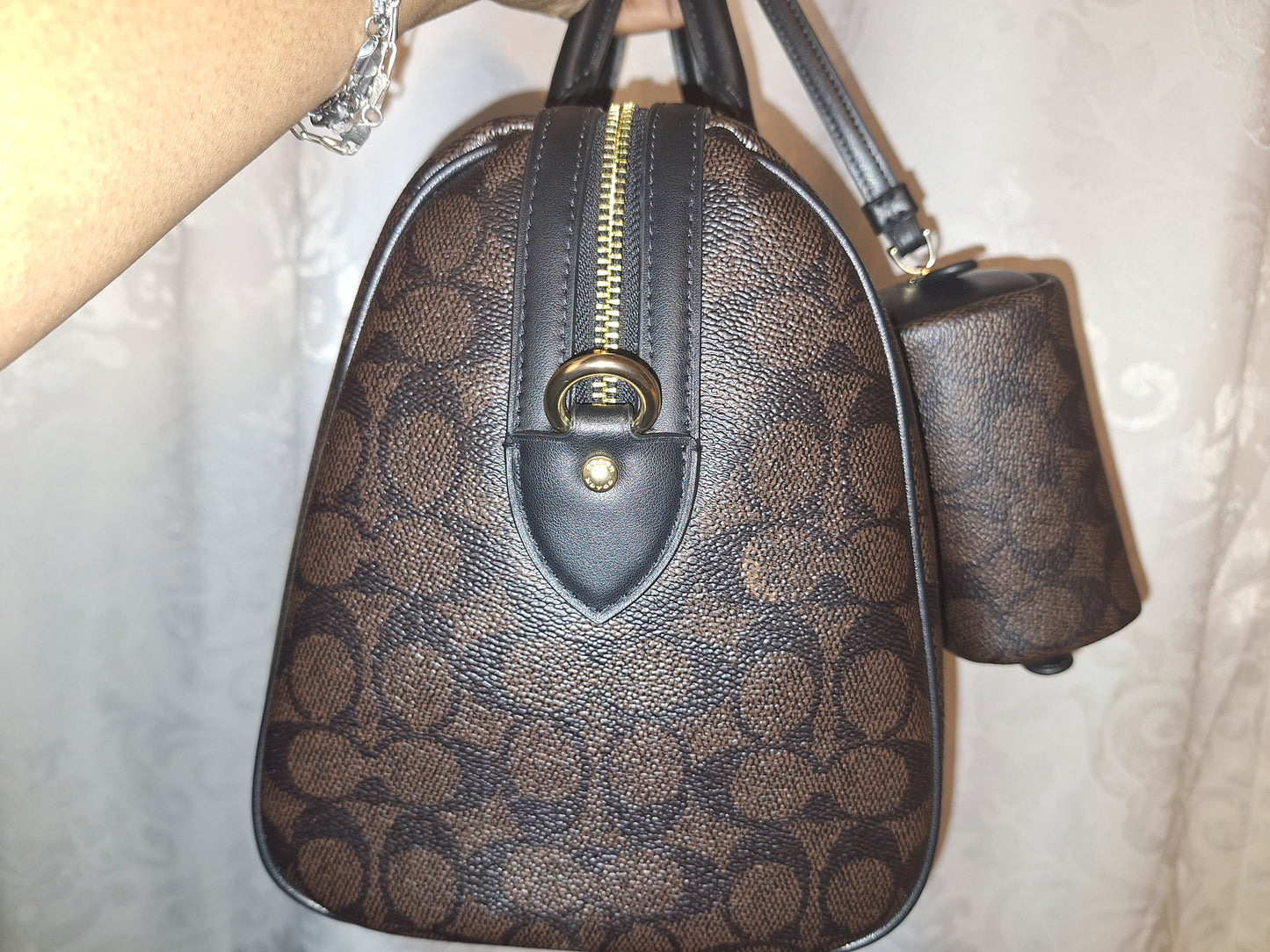 Coach Large Rowan Signature Canvas Walnut/Black - NWOT & Matching Pouch Wristlet - NWT (Price Includes Shipping)