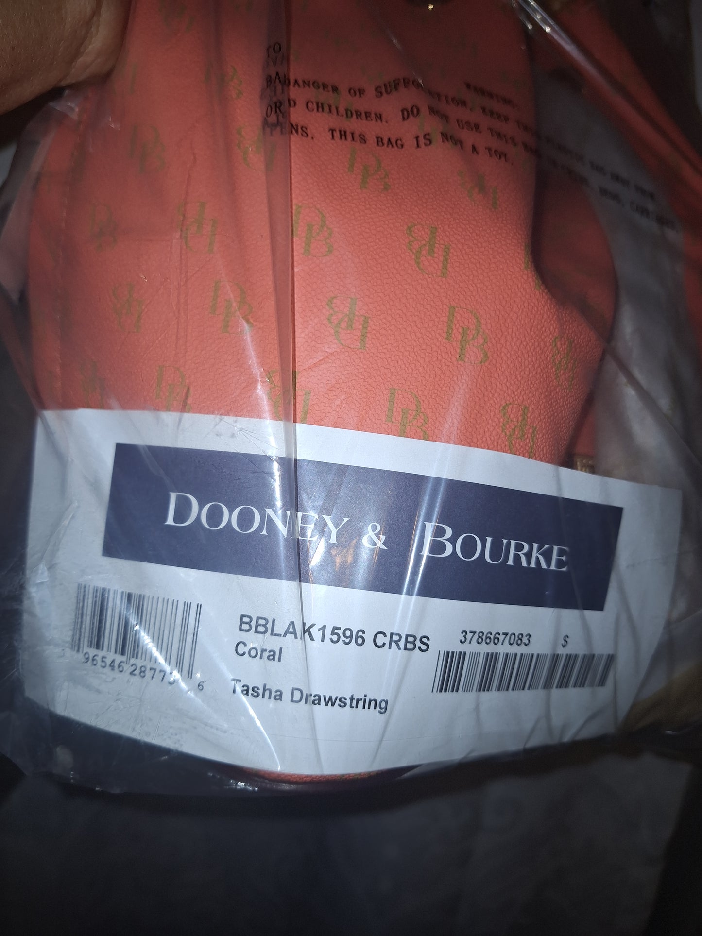 Dooney & Bourke Tasha Drawstring Bag Coral Gretta - NWT (Price Includes Shipping)