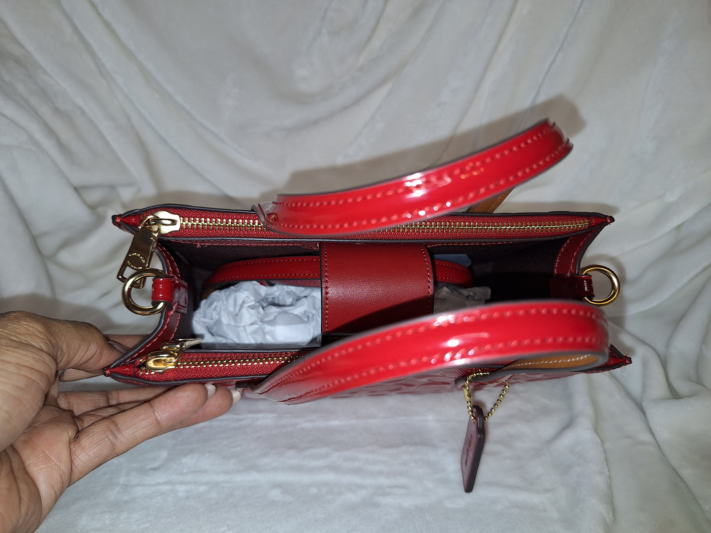 Coach Signature Patent Small Nina Tote - Red - NWT (Price Includes Shipping) (Matching Wallet Available Separately)