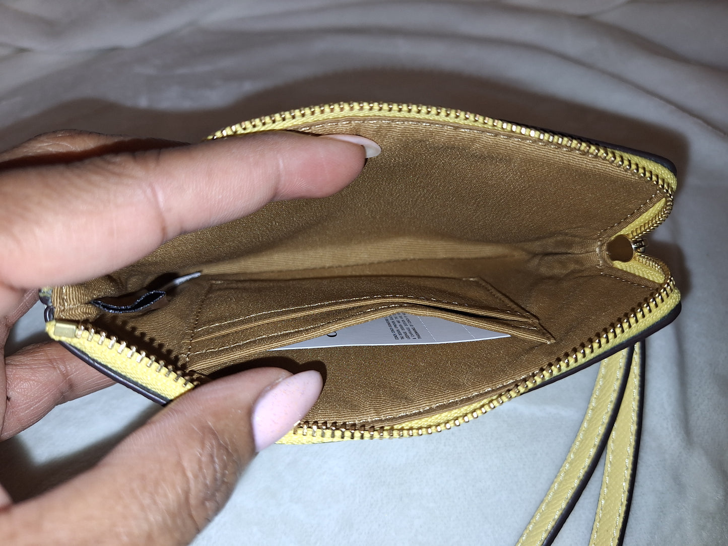 Coach Corner Zip Wristlet - Leather - Yellow - NWT - (Price Includes Shipping)