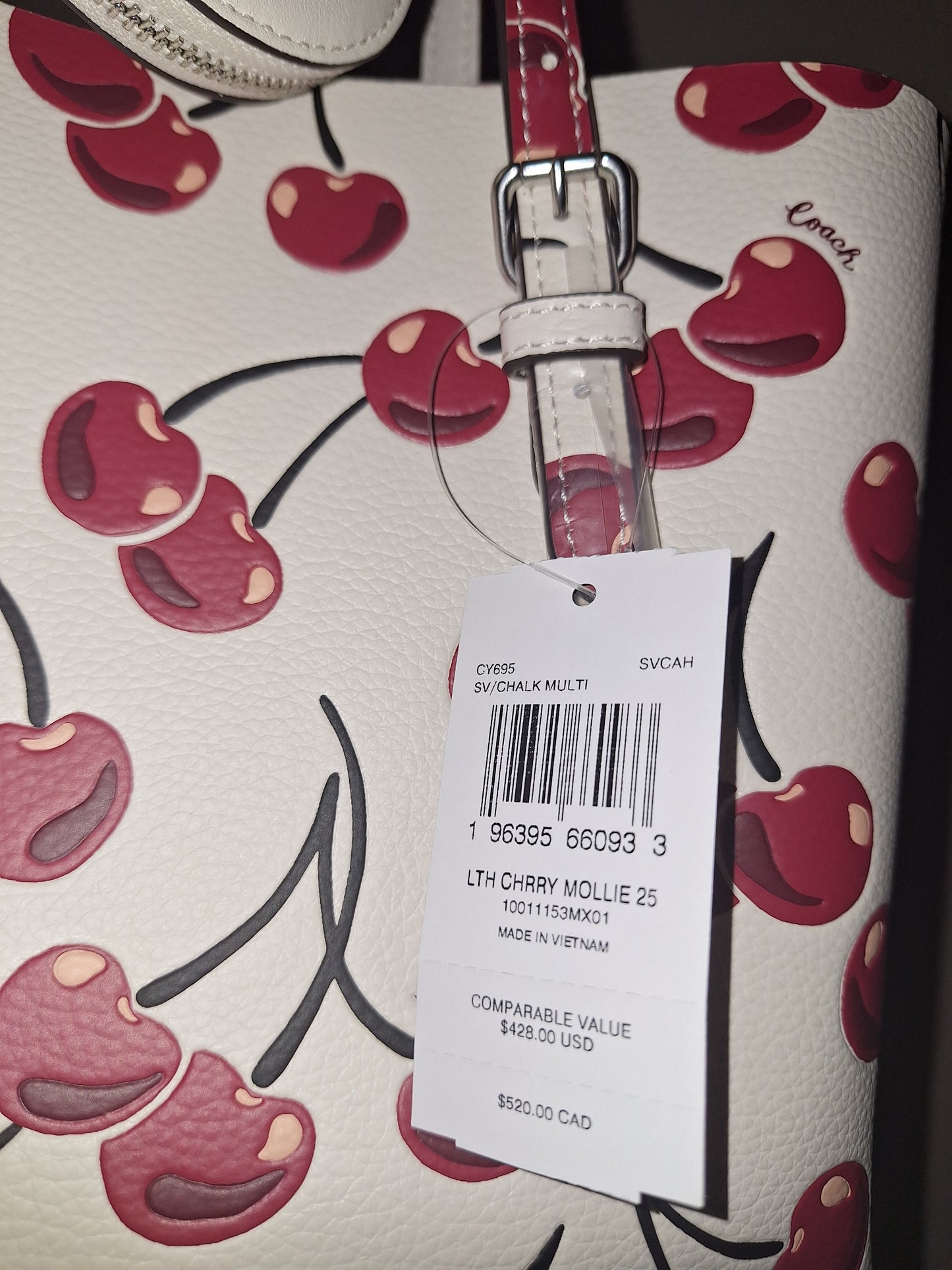 Coach Cherry Set (Mollie Tote Bag 25, Heart Coin Purse & Trigger Snap Bag Charm) - NWT (Price Includes Shipping)