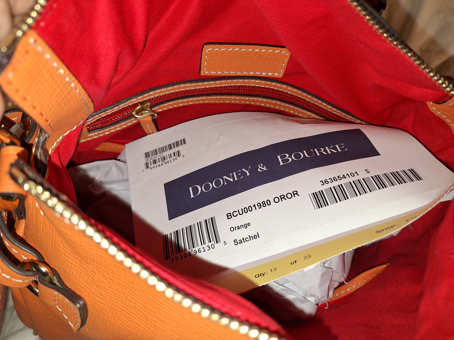 Dooney & Bourke Leather Satchel - Orange - NWT (Price Includes Shipping)