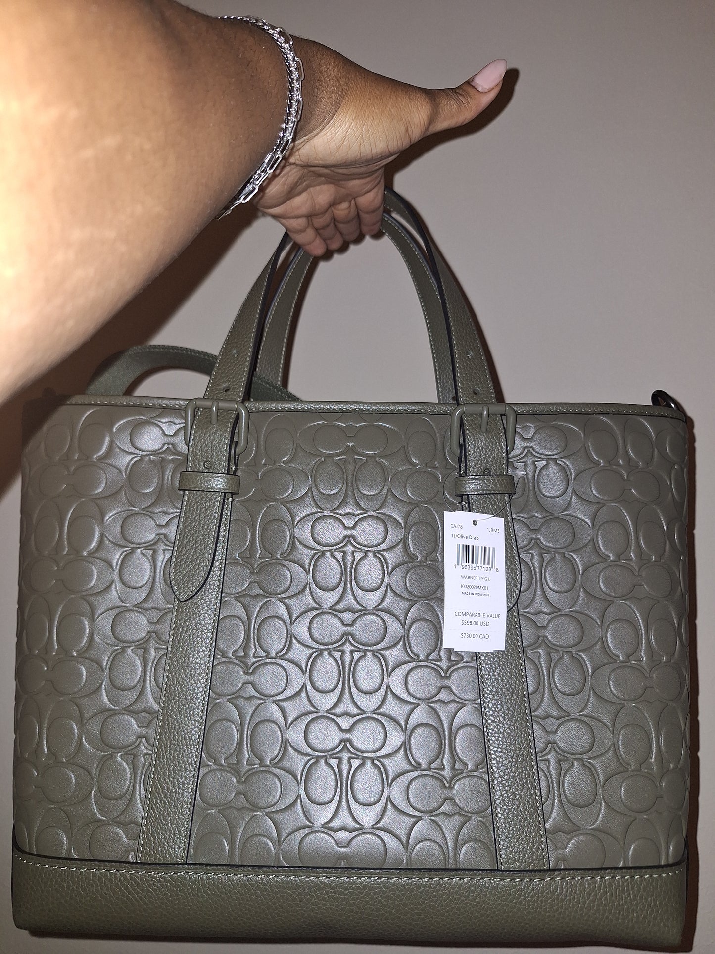 Coach Warner Signature Leather Tote - Olive - NWT (Price Includes Shipping)
