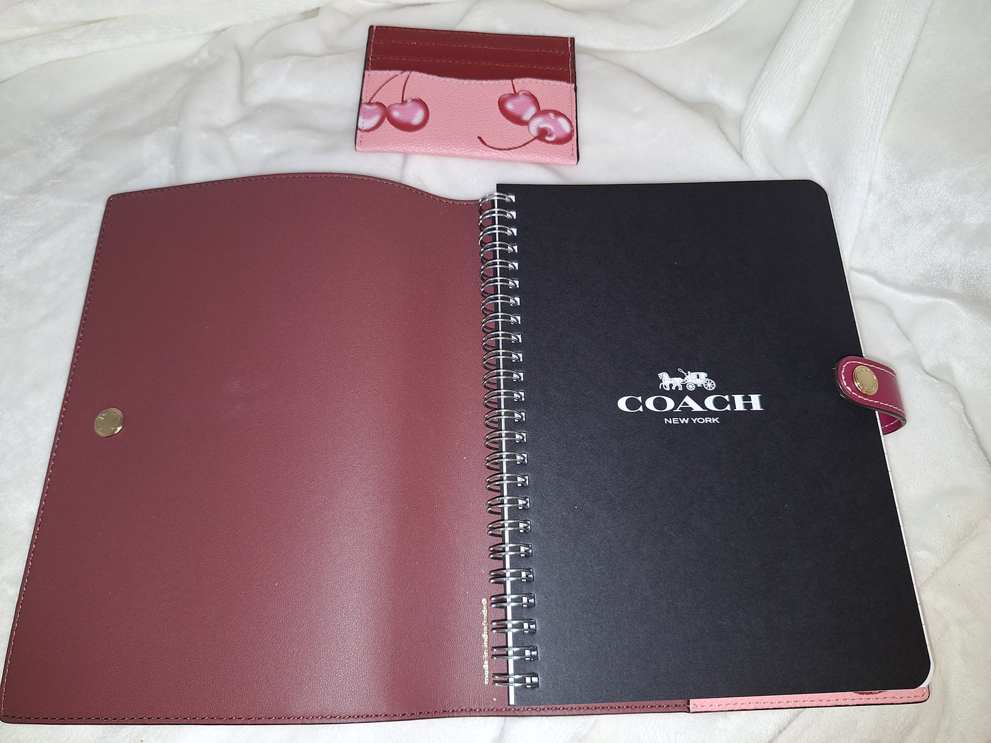 Coach Notebook - Pink Cherry Canvas - NWOT - Includes Dupe Amazon Card Holder (Price Includes Shipping)