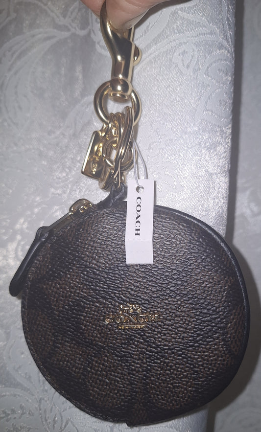 Coach Circle Coin Pouch Charm Keychain - Walnut/Black - NWT (Price Includes Shipping)
