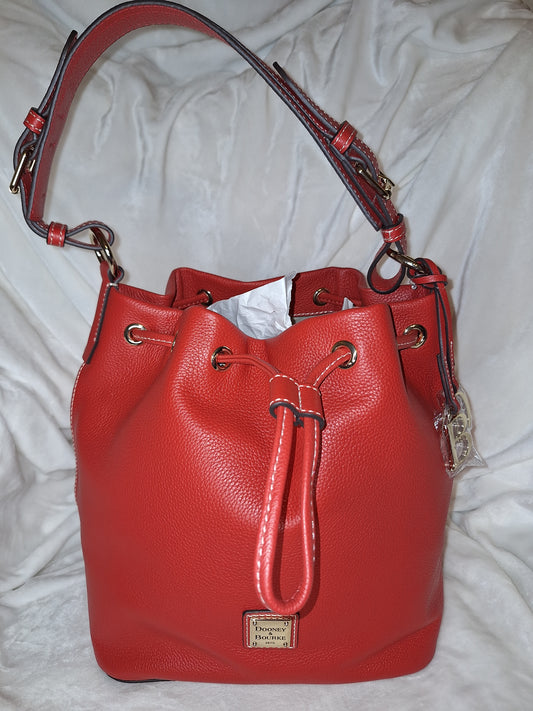 Dooney & Bourke Leather Drawstring Bag - Tomato Red - NWT  (Price Includes Shipping)