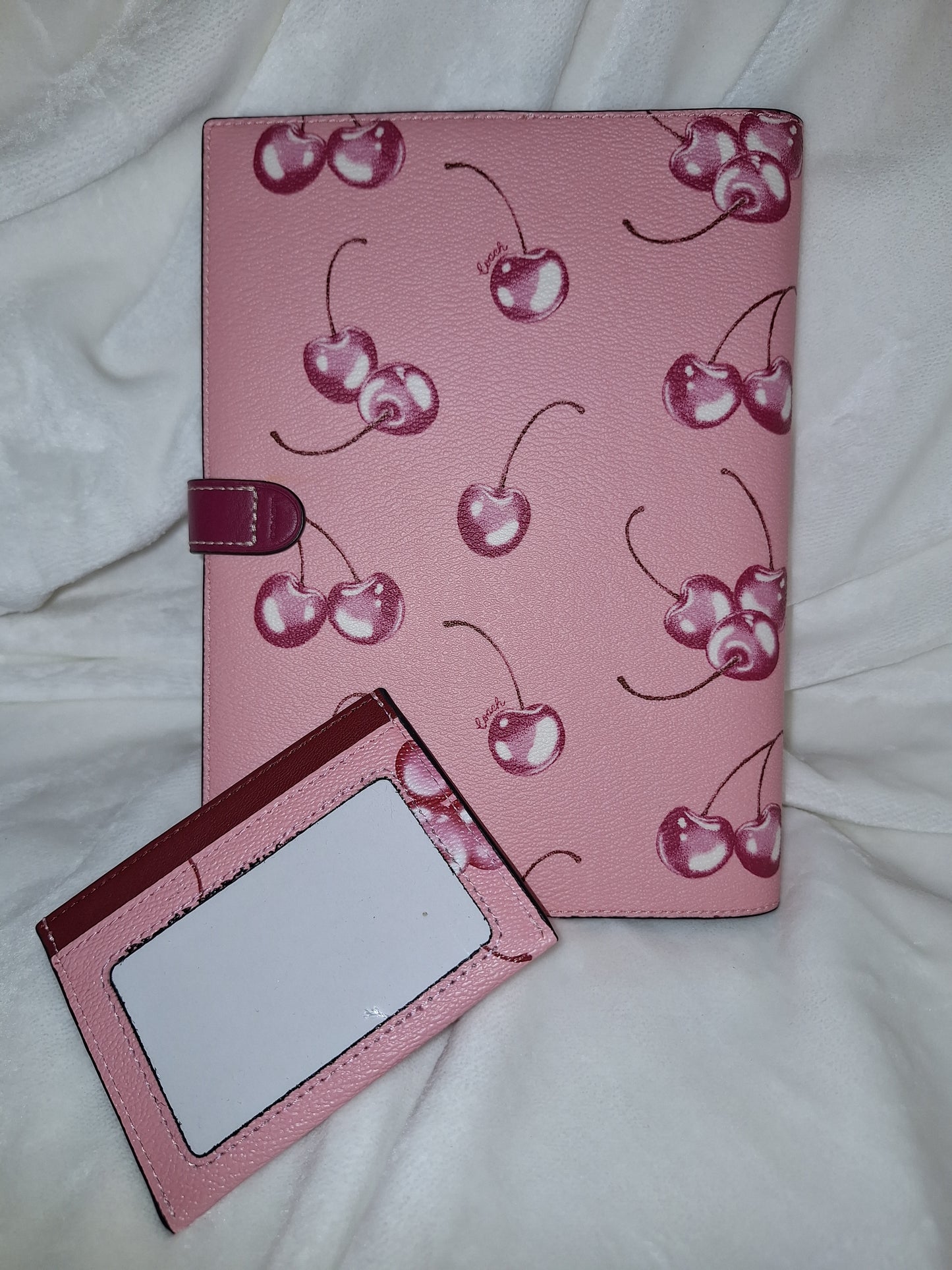 Coach Notebook - Pink Cherry Canvas - NWOT - Includes Dupe Amazon Card Holder (Price Includes Shipping)