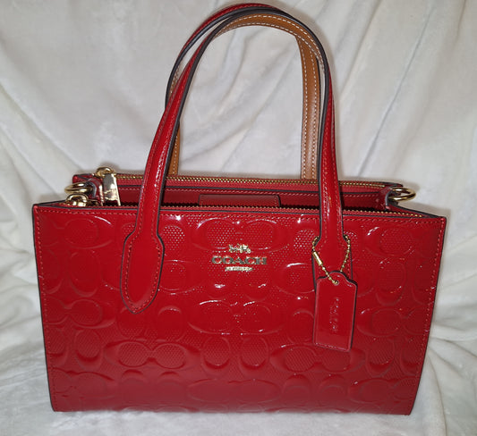 Coach Signature Patent Small Nina Tote - Red - NWT (Price Includes Shipping) (Matching Wallet Available Separately)
