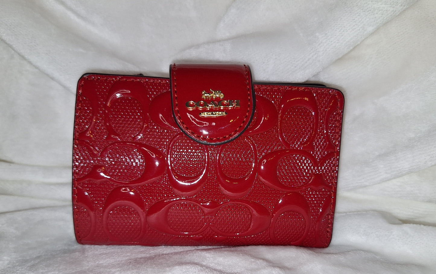 Coach Patent Signature Corner Zip Wallet - Red - NWT (Matching Bag Available Separately) (Price Includes Shipping)
