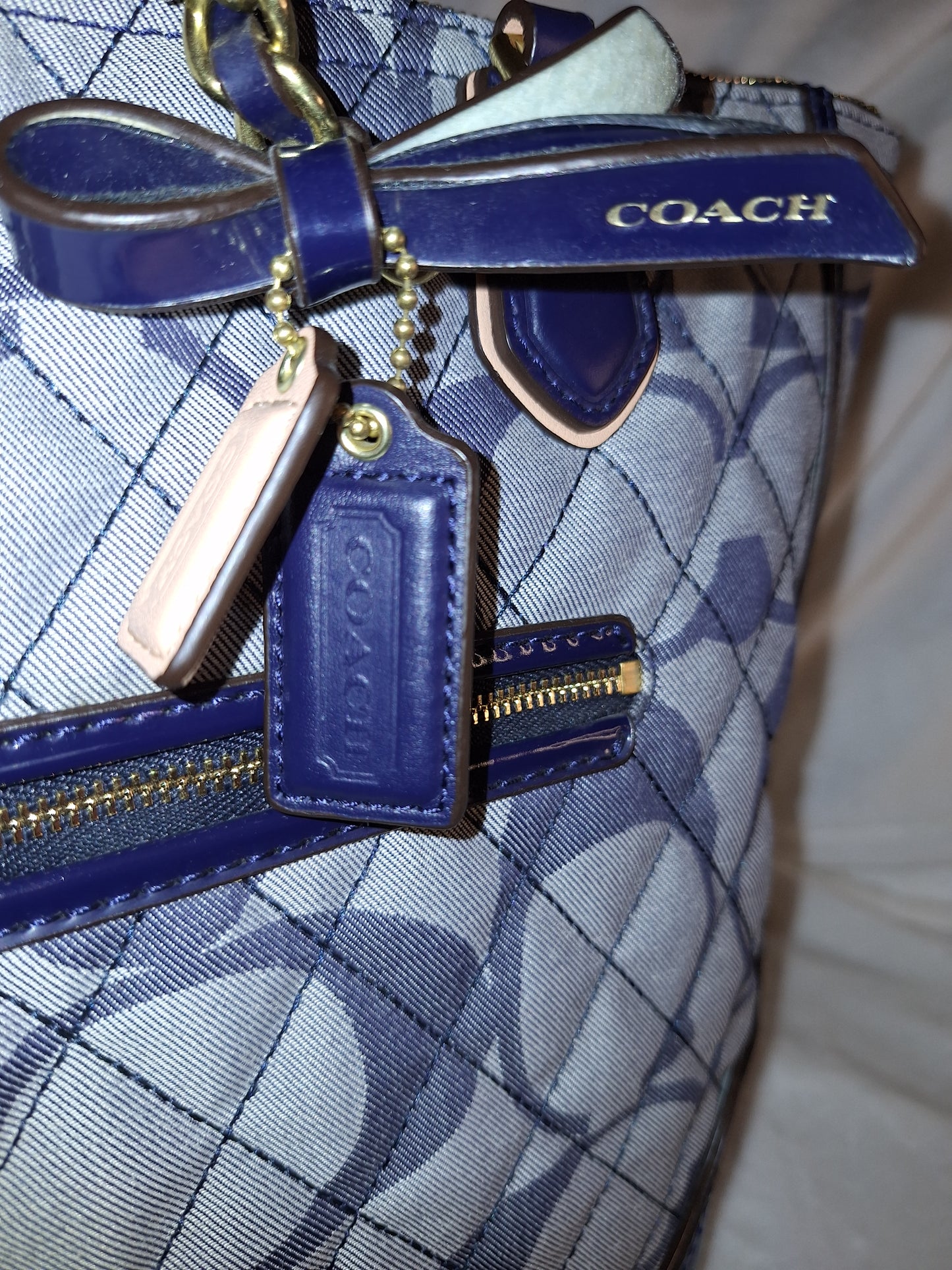 Coach Poppy Quilted Signature Denim Chain Tote - EUC (Price Includes Shipping)