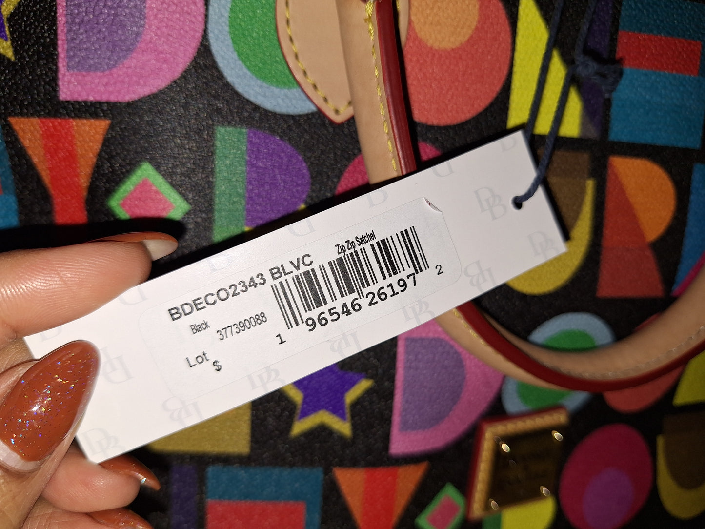 Dooney & Bourke Art Deco Zip Zip Satchel & Matching Cosmetic Case - Black - EUC (Price Includes Shipping)