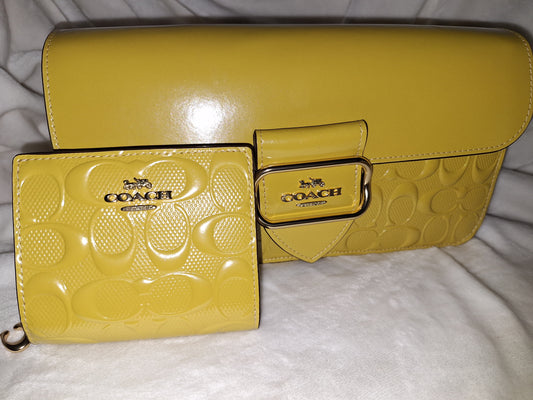 Coach Patent Morgan Bag & Snap Wallet - Gold (Yellow) - NWT (Price Includes Shipping)