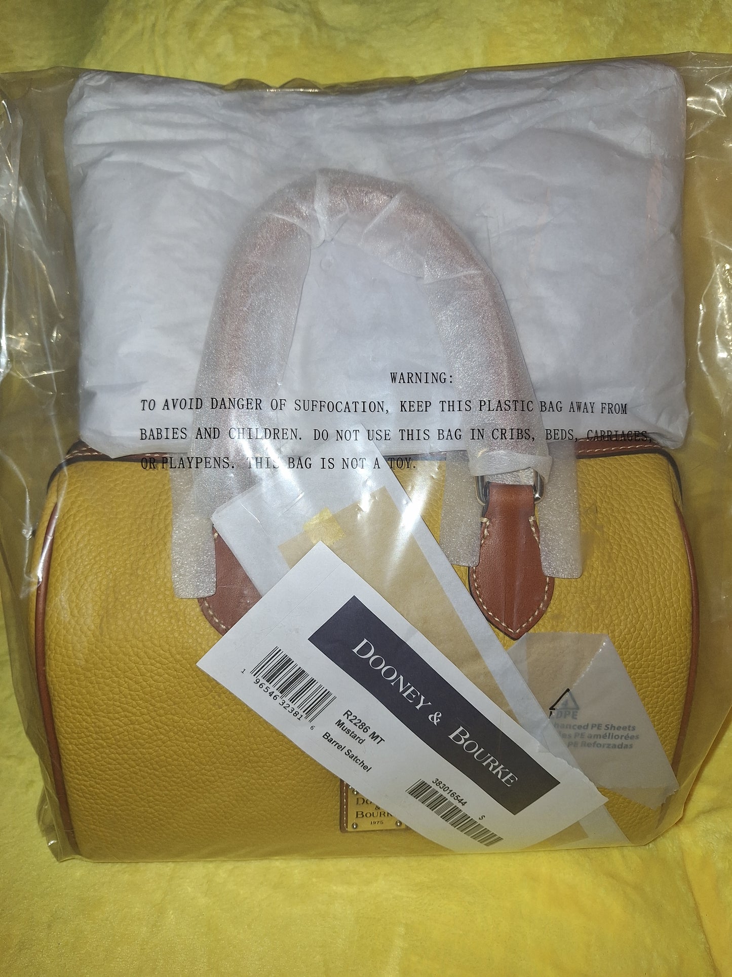 Dooney & Bourke Pebble Leather Barrel Satchel & Matching Kisslock Coin Purse - Mustard - NWT - Price Includes Shipping