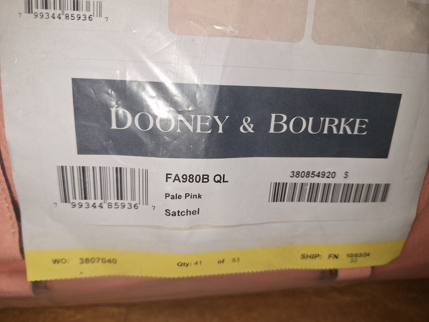 Dooney & Bourke Pale Pink Satchel - NWT - (Price Includes Shipping)