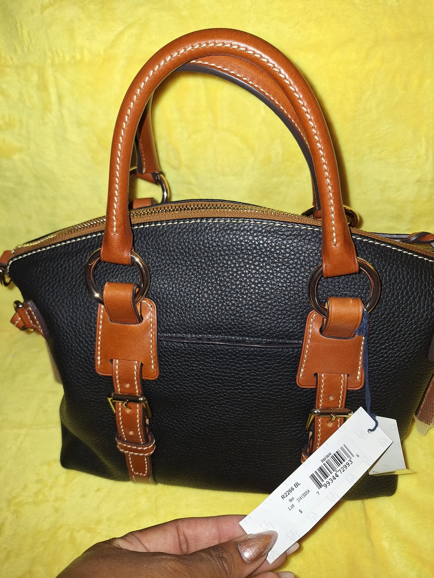Dooney & Bourke Bristol Satchel - Pebble Leather - Black & Tan - NWT - Price Includes Shipping