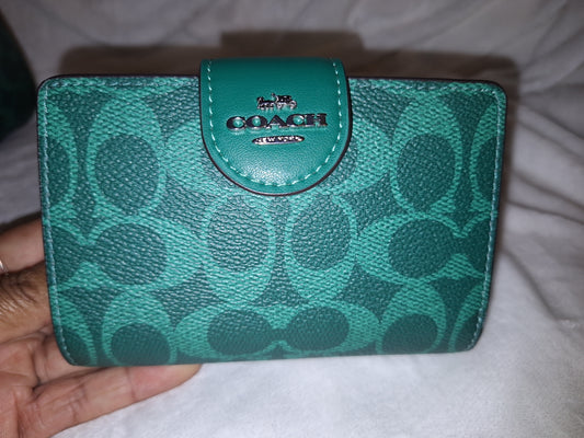 Coach Wallet - Signature Canvas - Bright Jade - NWT (Price Includes Shipping) ( Matching Rowan Available Separately)