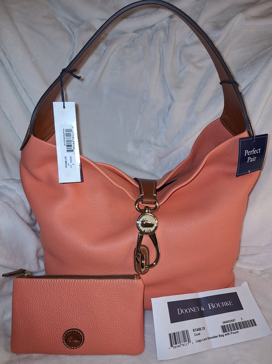Dooney & Bourke Logo Lock Shoulder Bag Set - Coral - NWT (Price Includes Shipping)
