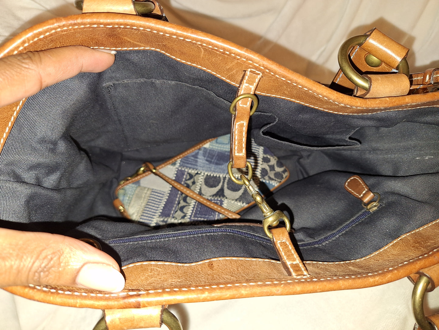 Coach Signature Denim Patchwork Tote & Matching Wristlet - GUC (Price Includes Shipping)