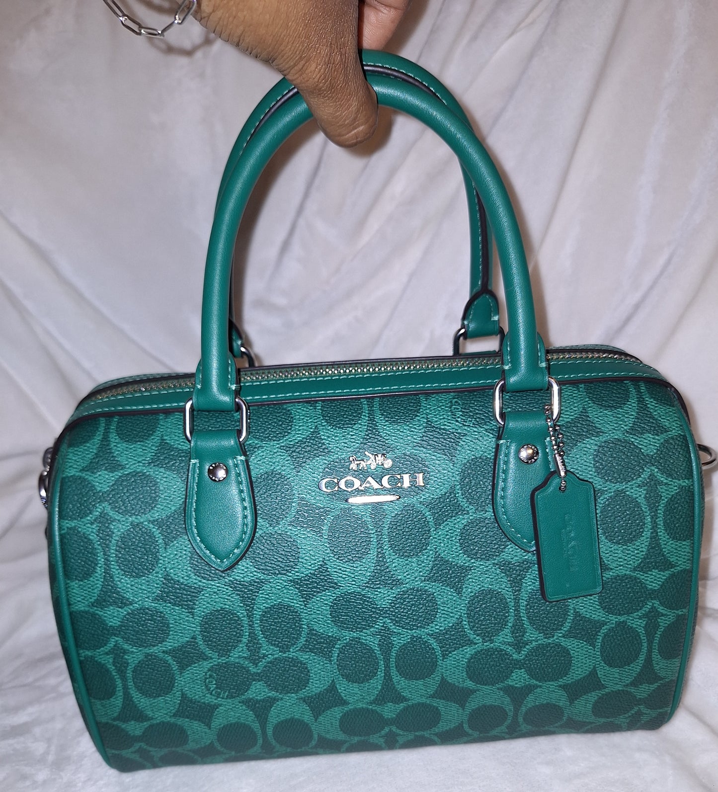 Coach Rowan - Signature Canvas - Bright Jade - EUC (Price Includes Shipping) (Matching Wallet Available Separately)