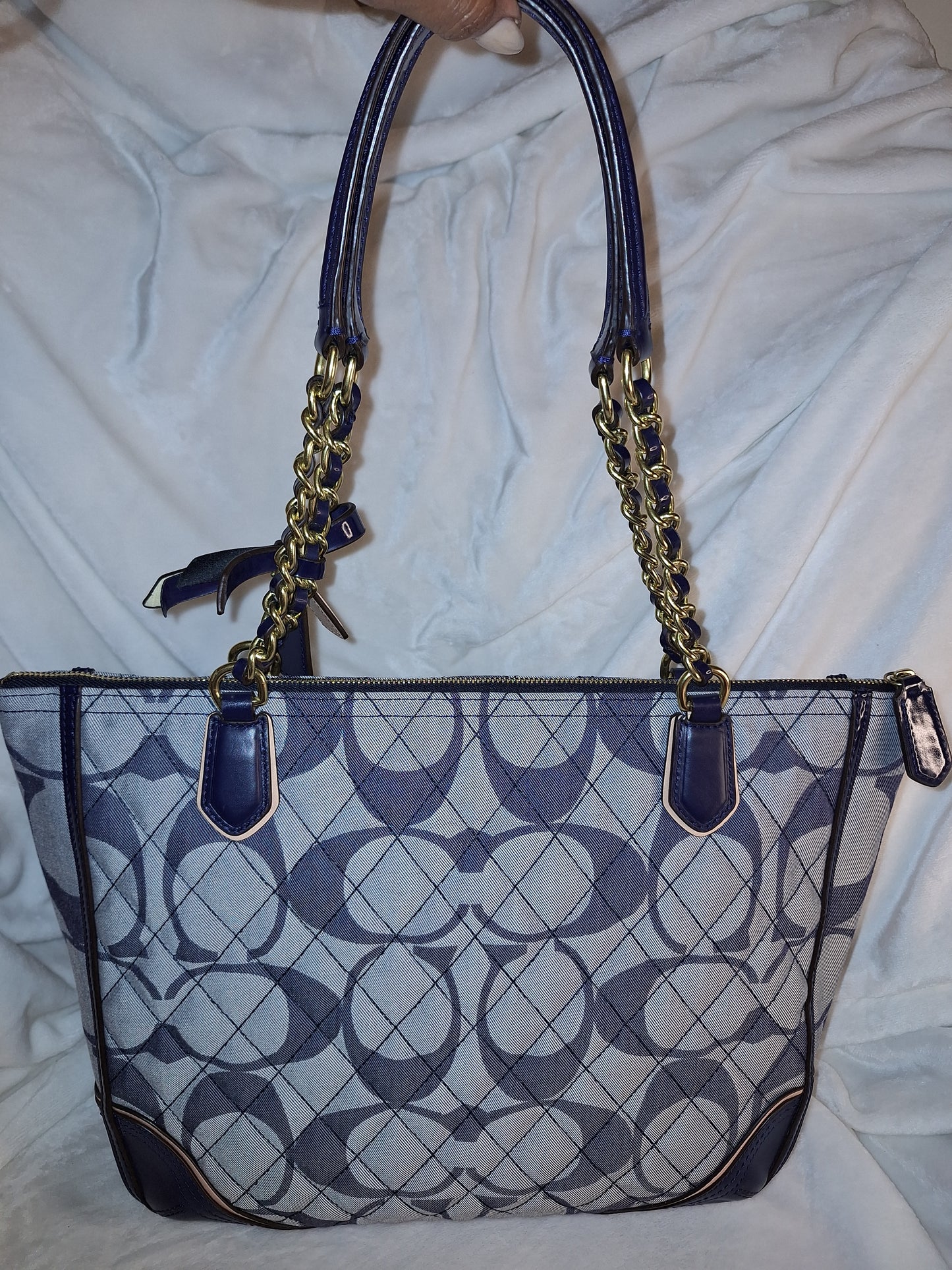Coach Poppy Quilted Signature Denim Chain Tote - EUC (Price Includes Shipping)