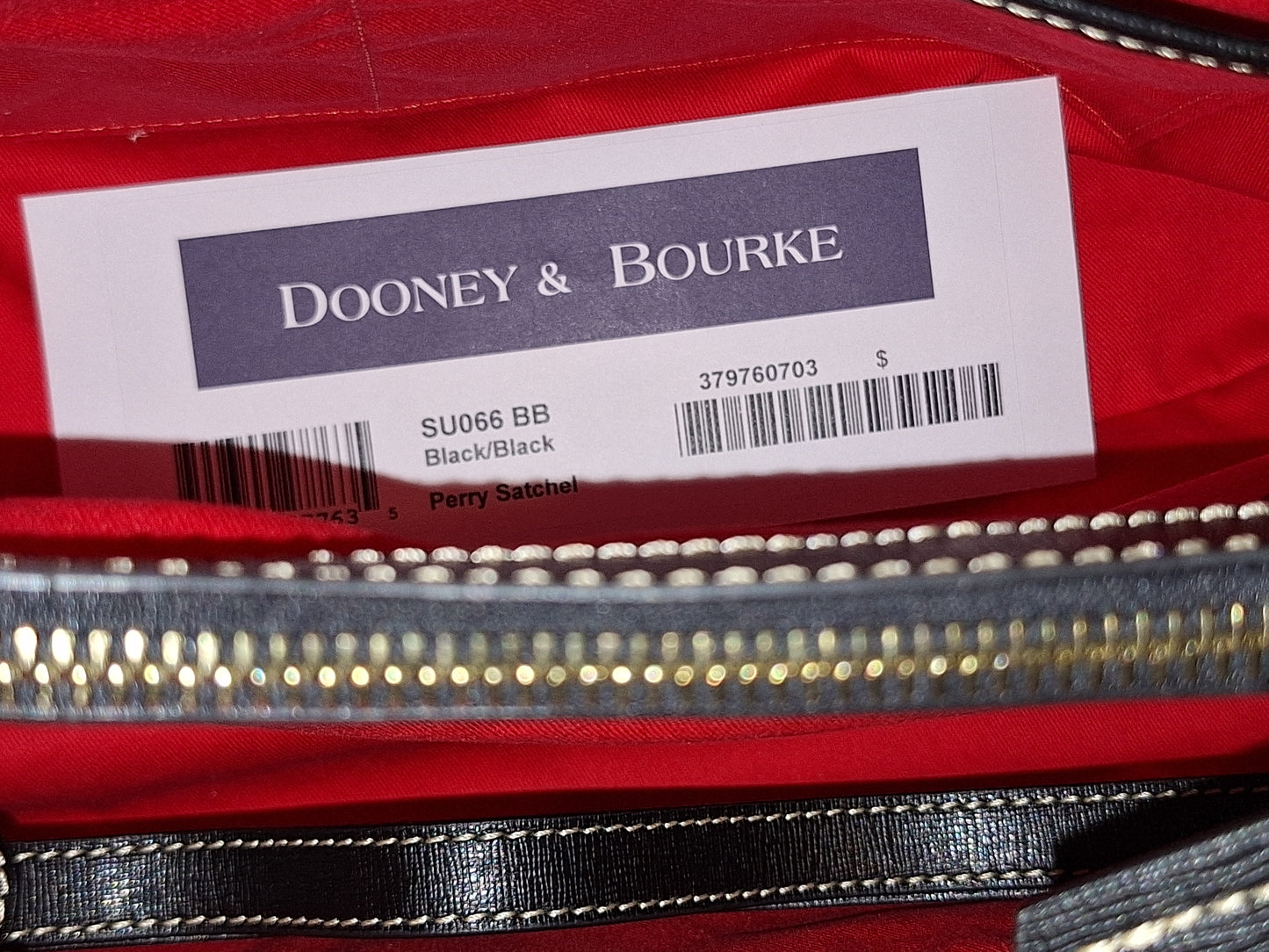 Dooney & Bourke Saffiano Perry Satchel - Black/Black - NWT (Price Includes Shipping)