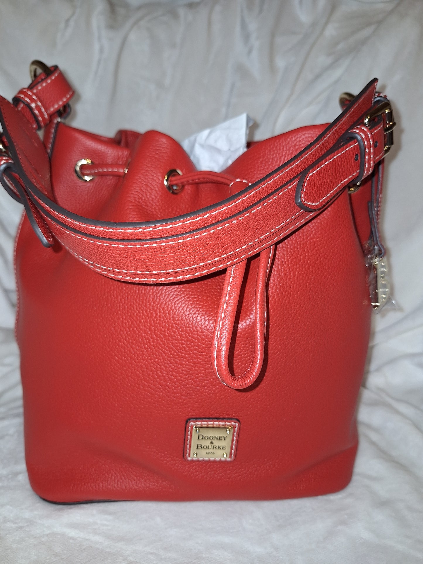 Dooney & Bourke Leather Drawstring Bag - Tomato Red - NWT  (Price Includes Shipping)