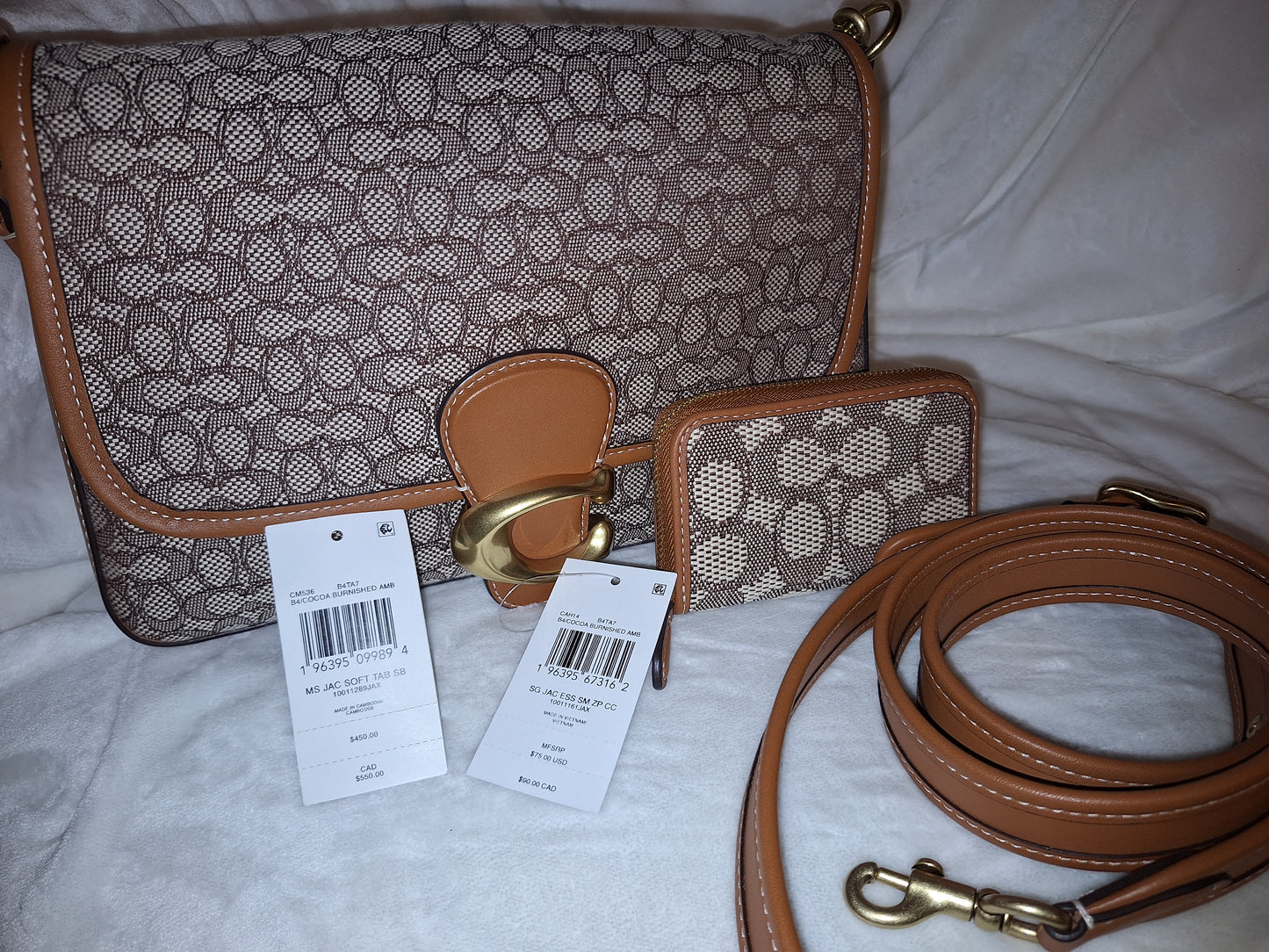 Coach Signature Jacquard Soft Tabby & Matching Wallet - Burnished Amber - NWT (Price Includes Shipping)