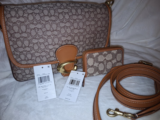 Coach Signature Jacquard Soft Tabby & Matching Wallet - Burnished Amber - NWT (Price Includes Shipping)
