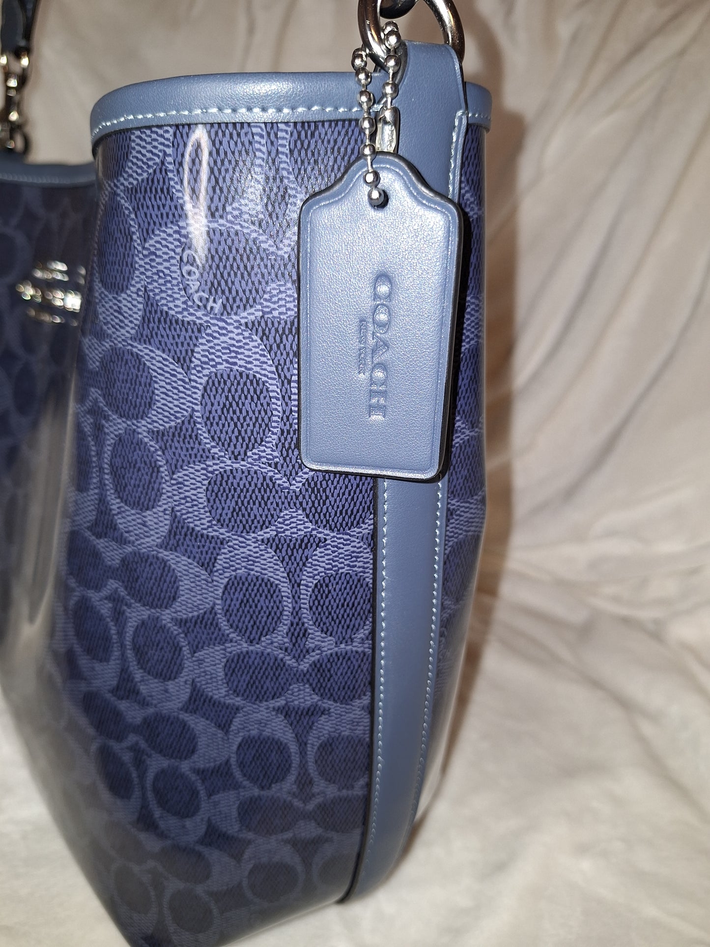 Coach Large City Bucket - Glossy Signature Dark Denim - EUC - (Price Includes Shipping)