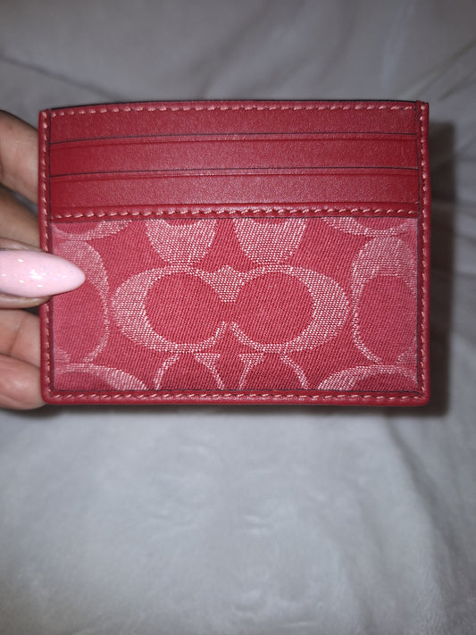 Coach Signature Denim ID Card Case - Red - NWT (Price Includes Shipping)