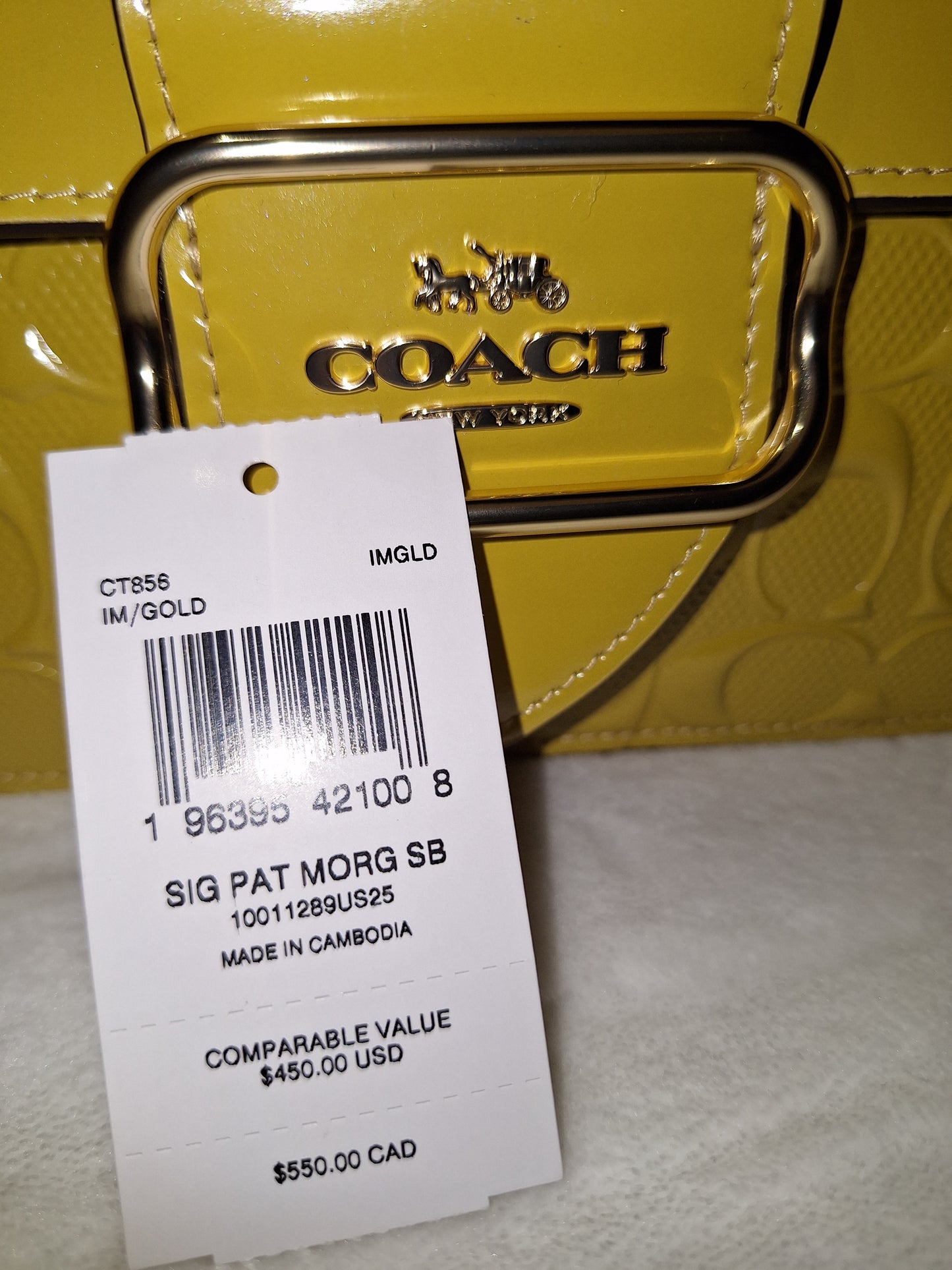 Coach Patent Morgan Bag & Snap Wallet - Gold (Yellow) - NWT (Price Includes Shipping)