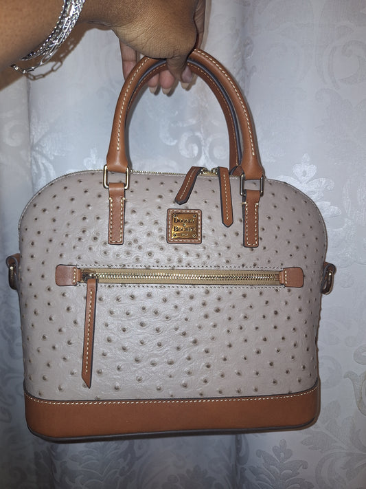 Dooney & Bourke Domed Zip Satchel - Taupe Ostrich- NWT (Price Includes Shipping)