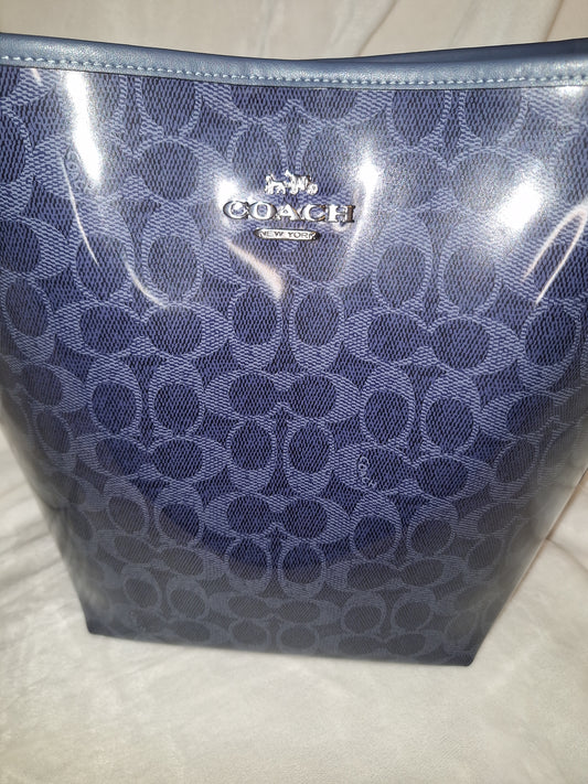 Coach Large City Bucket - Glossy Signature Dark Denim - EUC - (Price Includes Shipping)