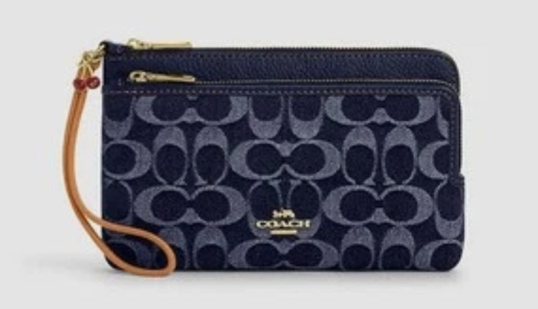 Coach Signature Denim Double Zip Wallet Wristlet - NWT (Price Includes Shipping)