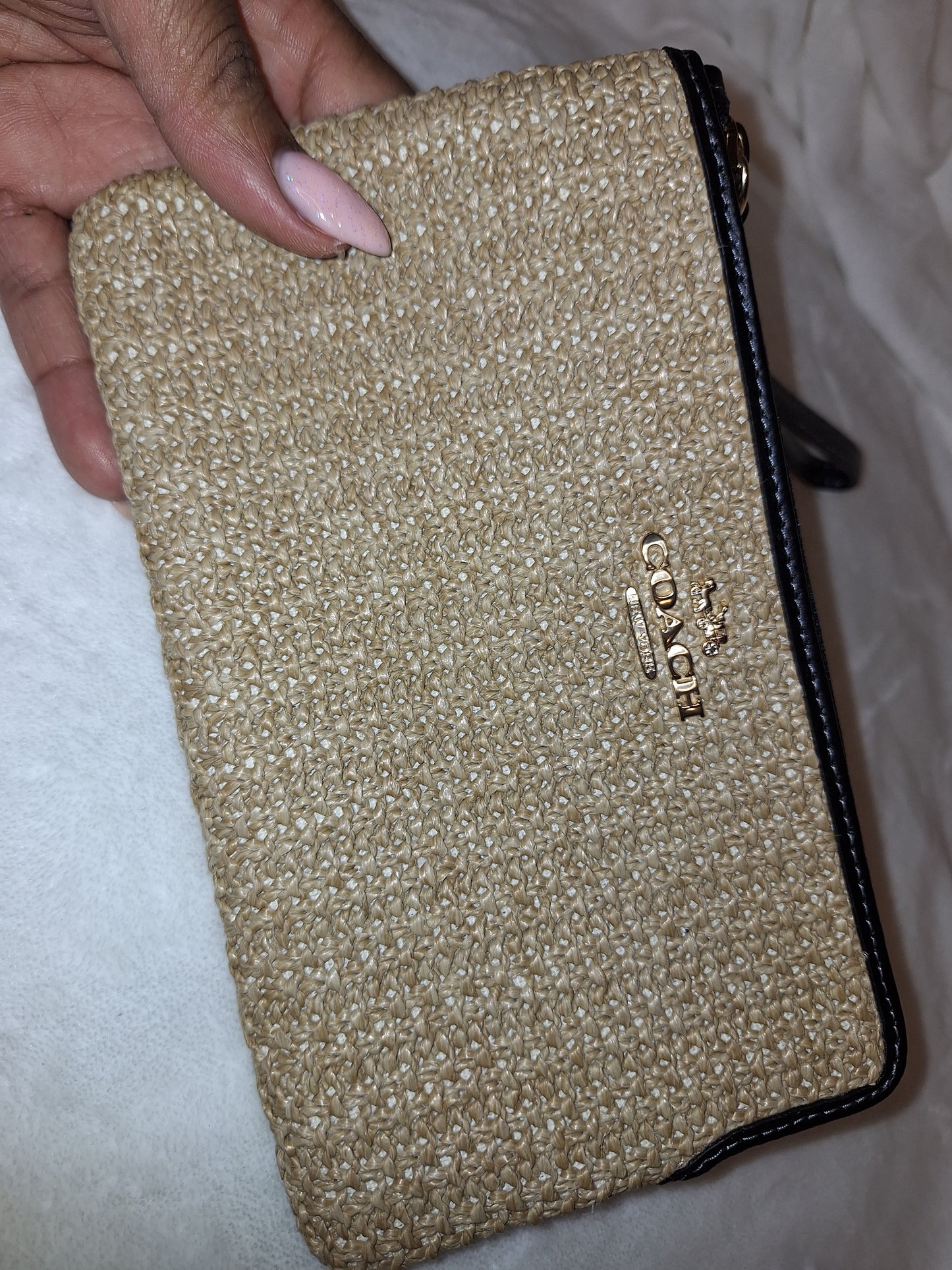 Coach Large Corner Zip - Straw/Toast/Black - NWT (Price Includes Shipping)