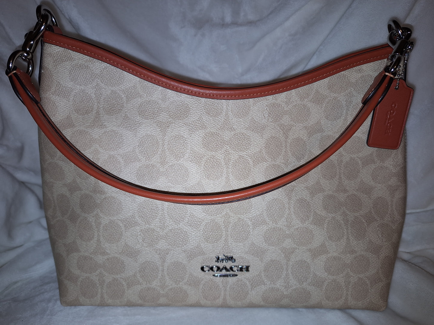 Coach Laurel Bag & Matching Corner Zip - Signature Canvas - Sand/Deep Orange - NWT (Price Includes Shipping)