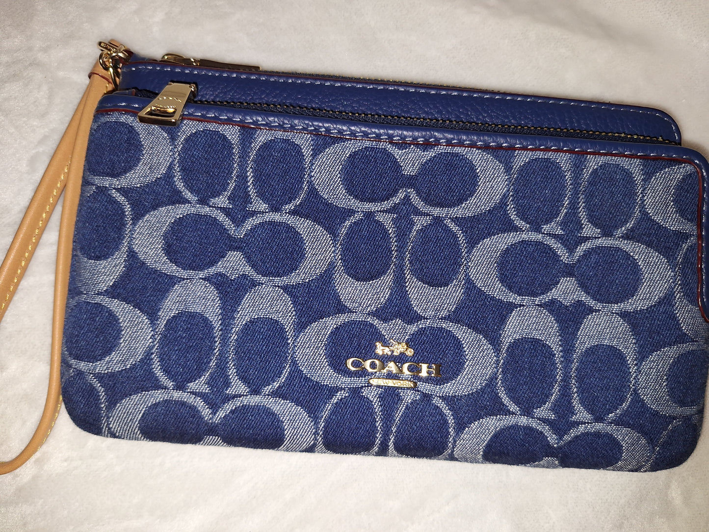 Coach Signature Denim Double Zip Wallet Wristlet - EUC - (Price Includes Shipping)