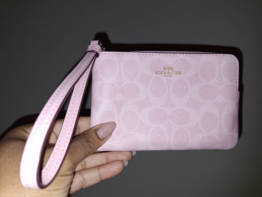 Coach Corner Zip Wristlet - Powder Pink Signature - NWT (Price Includes Shipping)
