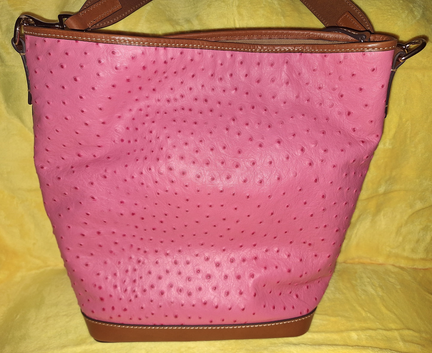 Dooney & Bourke Large Ostrich Hobo Bucket Bag - Hot Pink - EUC (Price Includes Shipping)