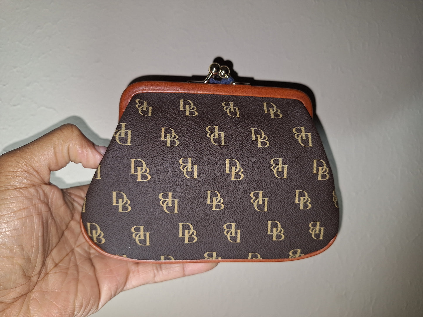 Dooney & Bourke Kisslock/Large Frame Coin Purse - Gretta/Brown/Tan  - NWT  (Price Includes Shipping)