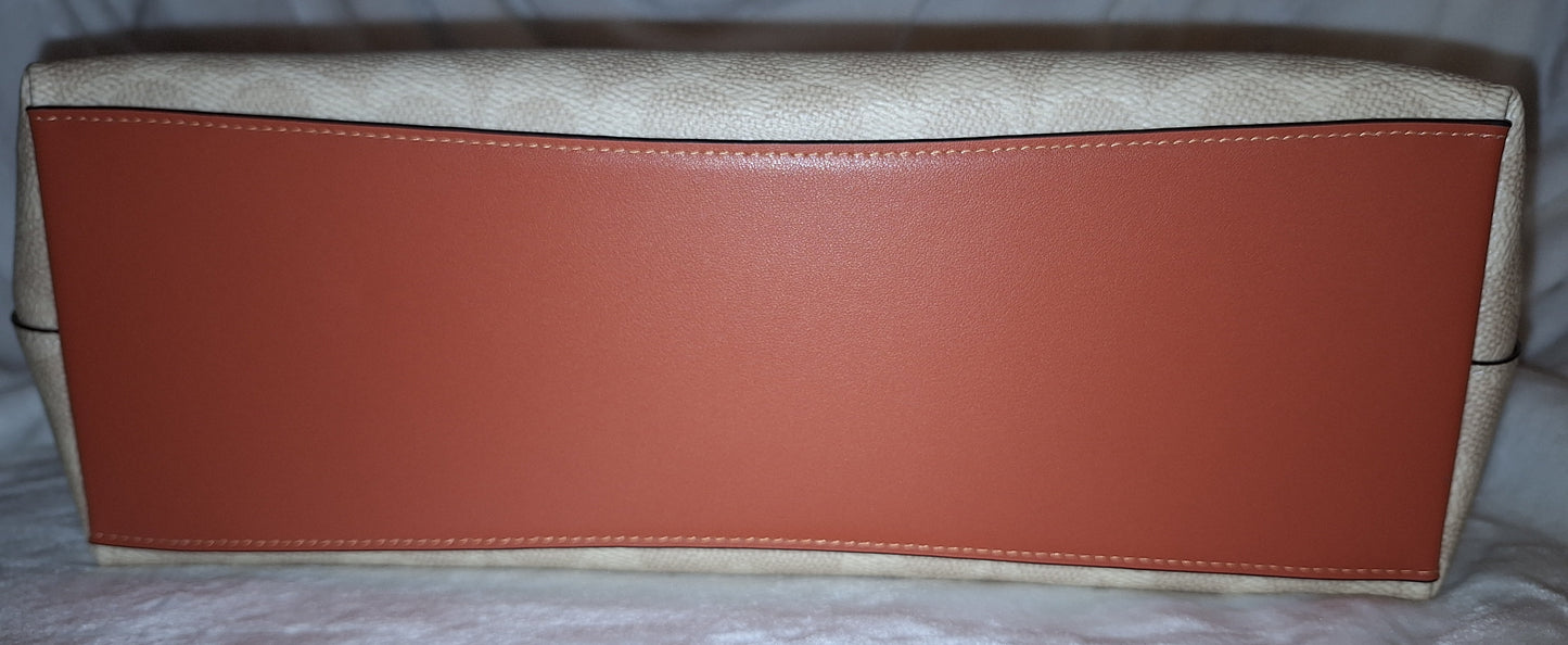 Coach Laurel Bag & Matching Corner Zip - Signature Canvas - Sand/Deep Orange - NWT (Price Includes Shipping)