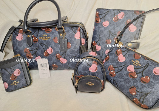 Coach (Rowan Only) Cherry Signature Denim - NWT (Price Includes Shipping)
