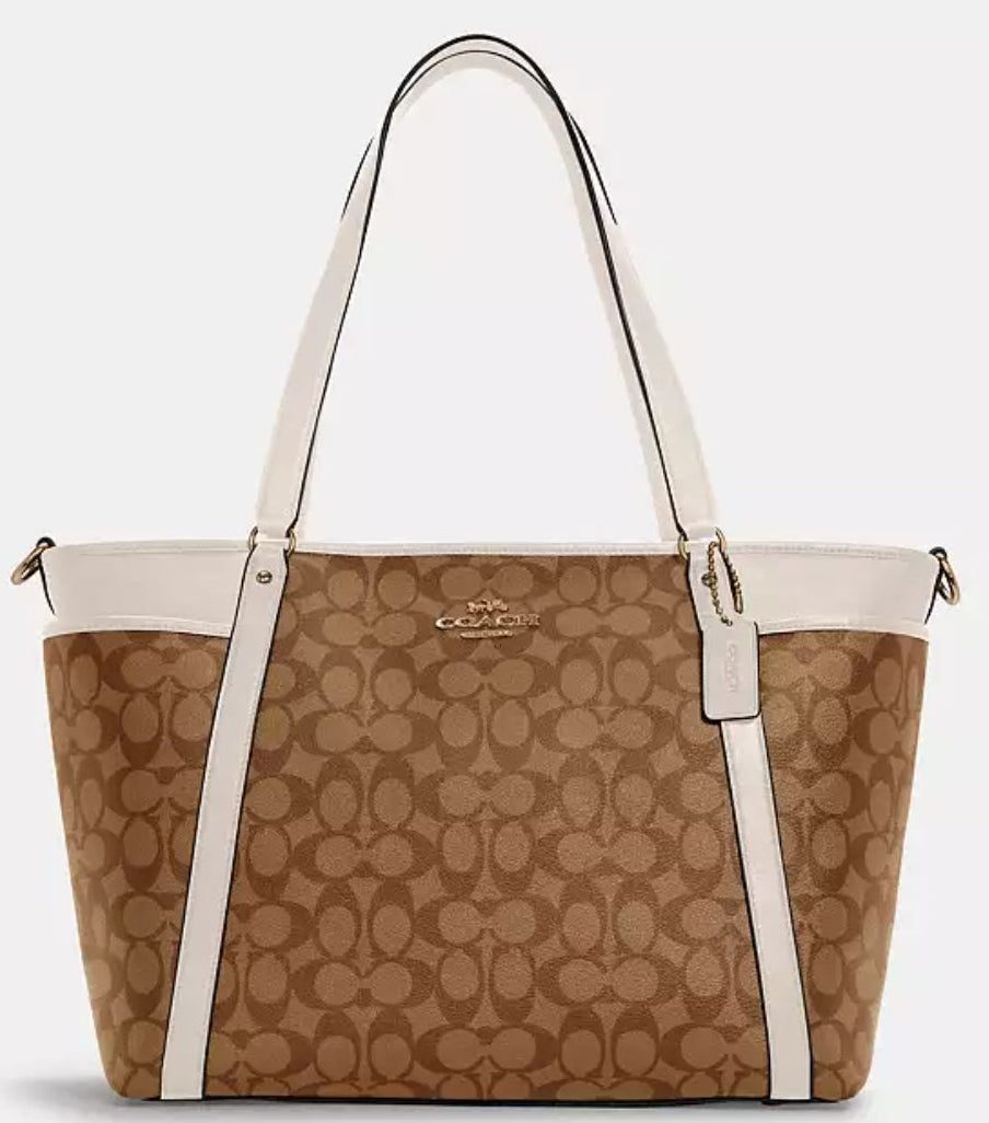 Coach Signature Canvas & Leather Baby Bag Tote - Khaki/Chalk - NWT (Price Includes Shipping)